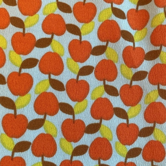 Audrey 3+1 lined apple print spaghetti strap elasticated waist 2 pocket dress S - Picture 1 of 8